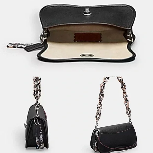 NWT Coach Wavy Dinky Bag Shoulder & Crossbody Coachtopia Black Leather CK113 - Picture 3 of 16